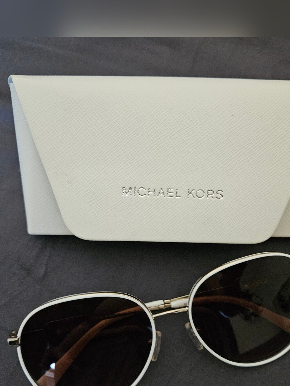 Michael Kors White Frame Sunglasses with Dark Lenses